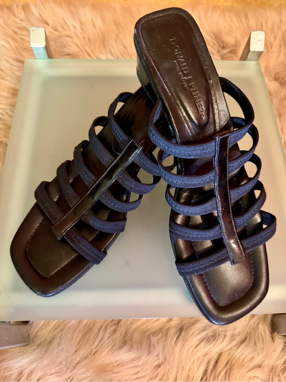 Donald J. Pliner Navy Multi-Strap Slide Sandals
